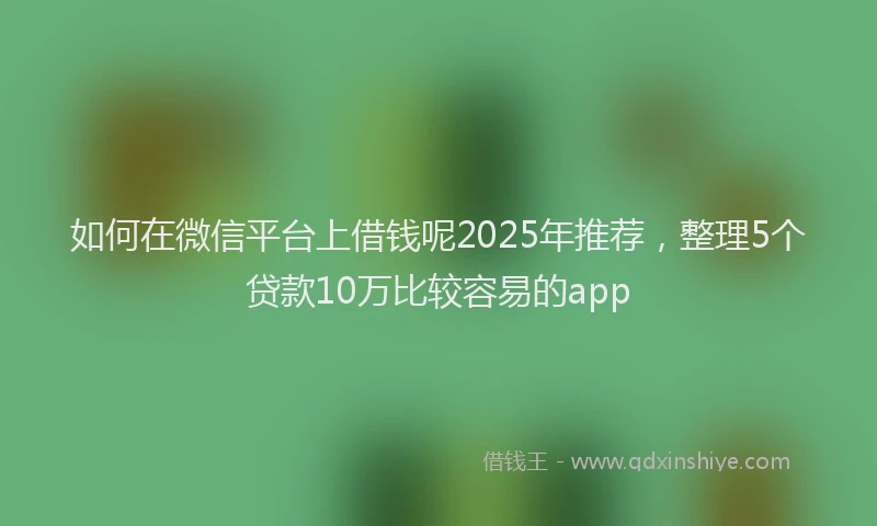 如何在微信平台上借钱呢2025年推荐，整理5个贷款10万比较容易的app