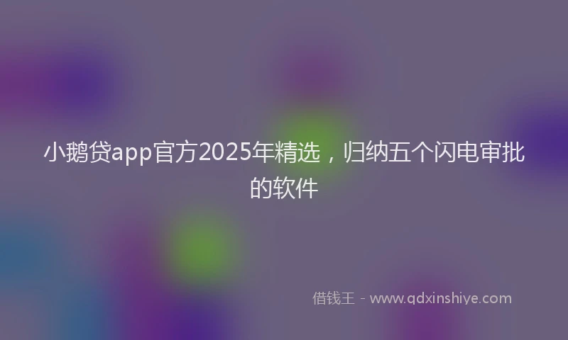 小鹅贷app官方2025年精选，归纳五个闪电审批的软件