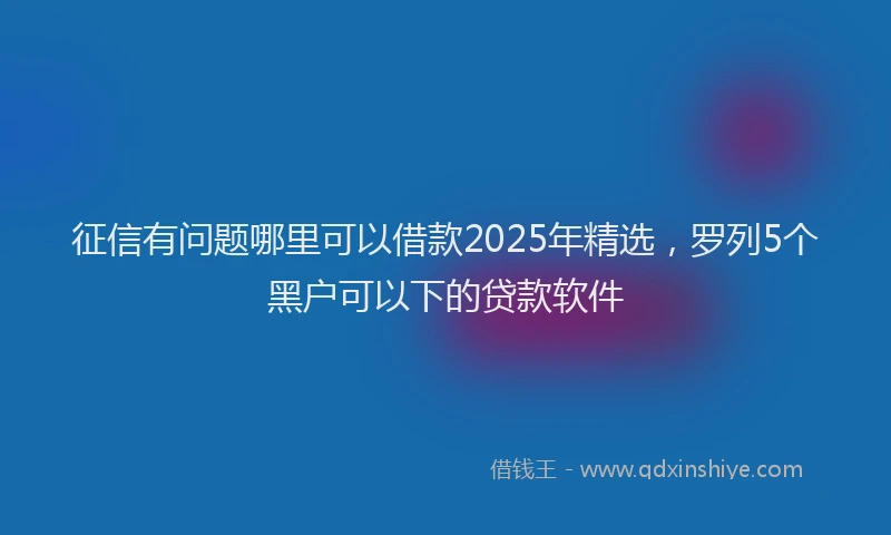 征信有问题哪里可以借款2025年精选，罗列5个黑户可以下的贷款软件