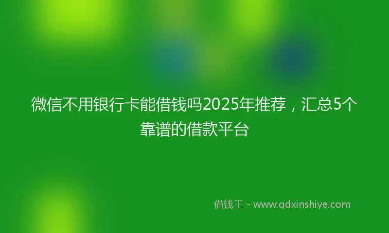 微信不用银行卡能借钱吗2025年推荐，汇总5个靠谱的借款平台