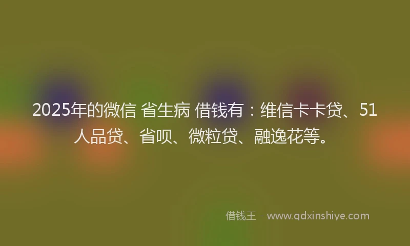 2025年的微信 省生病 借钱有：维信卡卡贷、51人品贷、省呗、微粒贷、融逸花等。