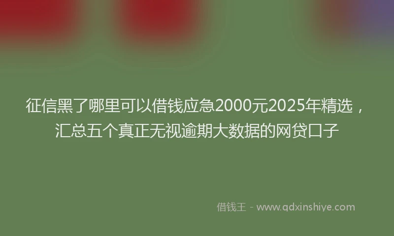 征信黑了哪里可以借钱应急2000元2025年精选，汇总五个真正无视逾期大数据的网贷口子
