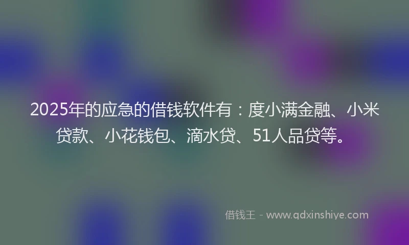 2025年的应急的借钱软件有：度小满金融、小米贷款、小花钱包、滴水贷、51人品贷等。