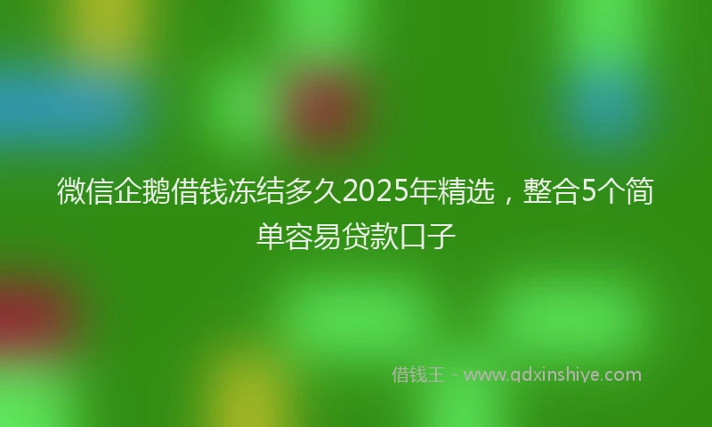 微信企鹅借钱冻结多久2025年精选，整合5个简单容易贷款口子