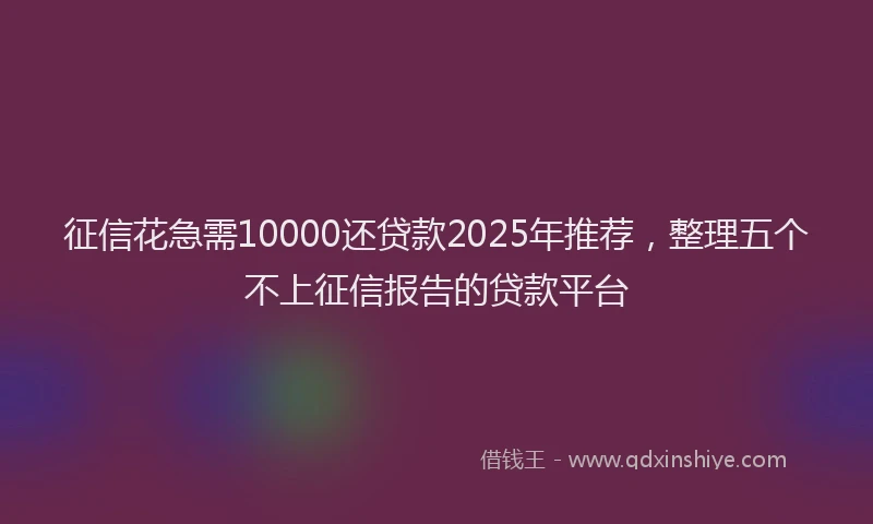 征信花急需10000还贷款2025年推荐，整理五个不上征信报告的贷款平台