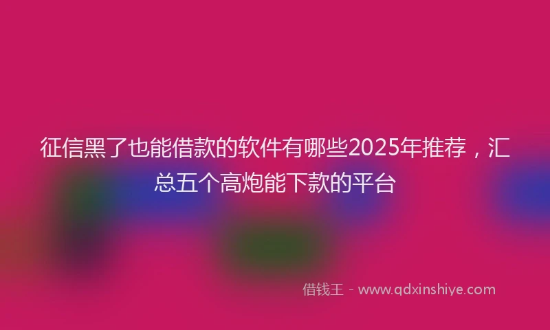 征信黑了也能借款的软件有哪些2025年推荐，汇总五个高炮能下款的平台