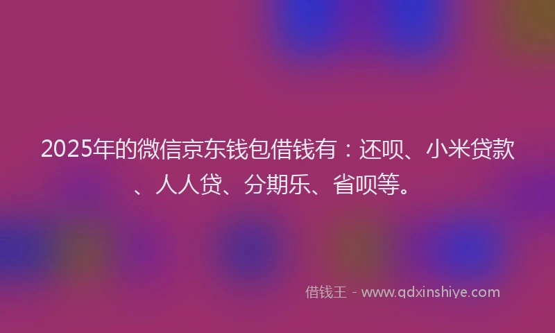2025年的微信京东钱包借钱有：还呗、小米贷款、人人贷、分期乐、省呗等。