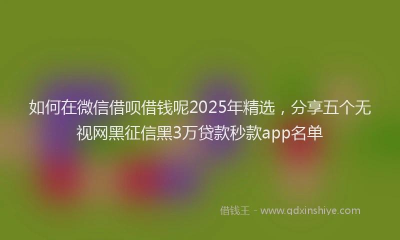 如何在微信借呗借钱呢2025年精选，分享五个无视网黑征信黑3万贷款秒款app名单
