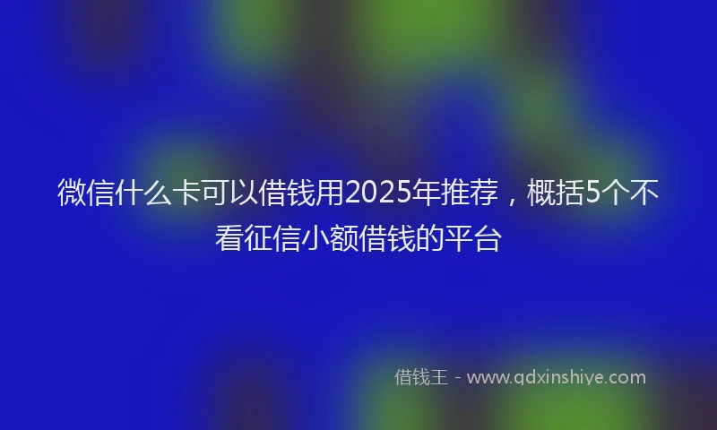 微信什么卡可以借钱用2025年推荐，概括5个不看征信小额借钱的平台