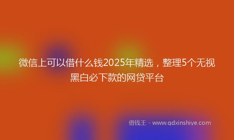 微信上可以借什么钱2025年精选，整理5个无视黑白必下款的网贷平台