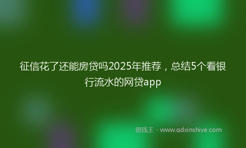 征信花了还能房贷吗2025年推荐，总结5个看银行流水的网贷app