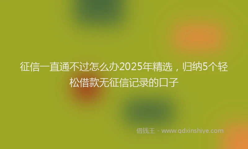 征信一直通不过怎么办2025年精选，归纳5个轻松借款无征信记录的口子