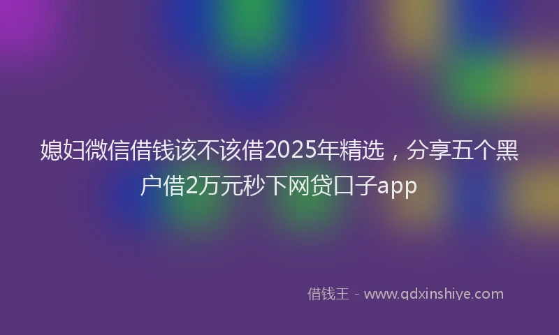 媳妇微信借钱该不该借2025年精选，分享五个黑户借2万元秒下网贷口子app