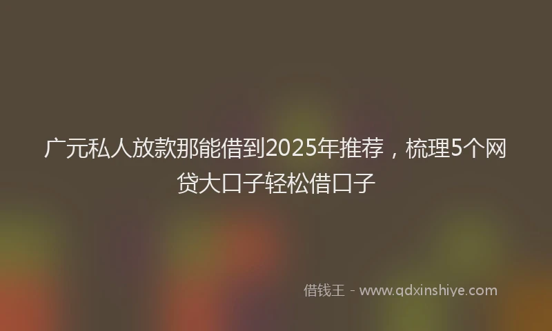 广元私人放款那能借到2025年推荐，梳理5个网贷大口子轻松借口子