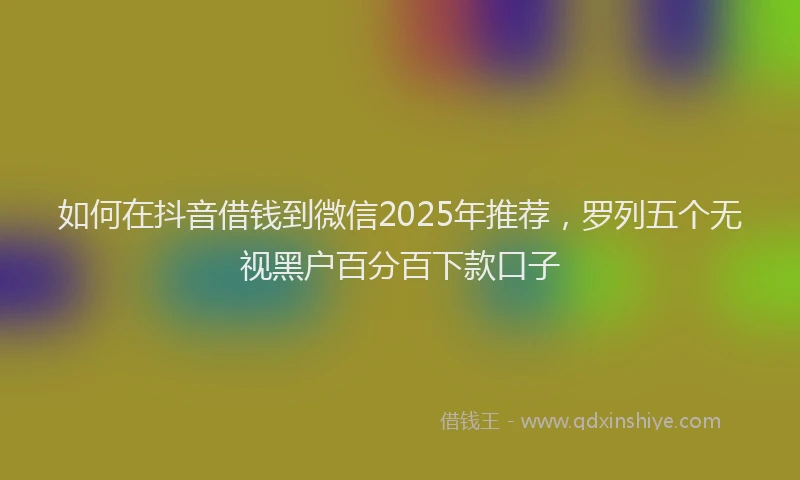 如何在抖音借钱到微信2025年推荐，罗列五个无视黑户百分百下款口子