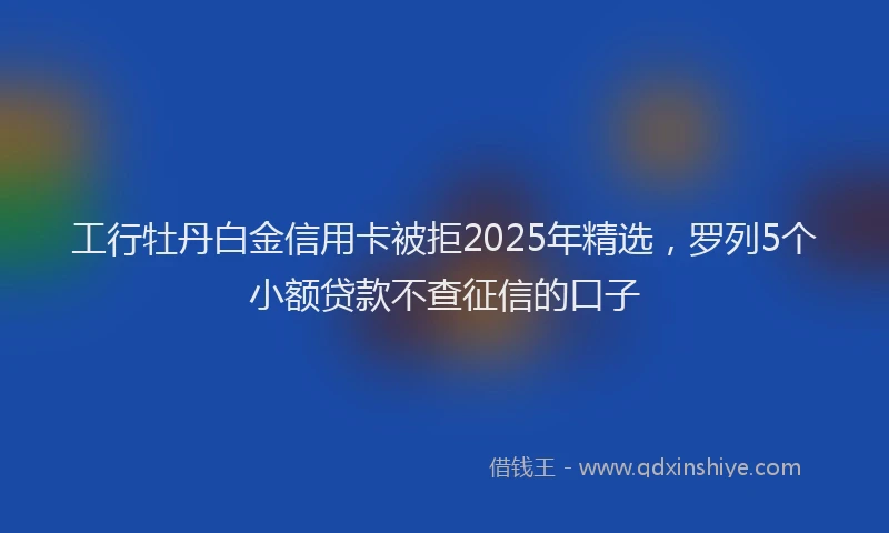 工行牡丹白金信用卡被拒2025年精选，罗列5个小额贷款不查征信的口子