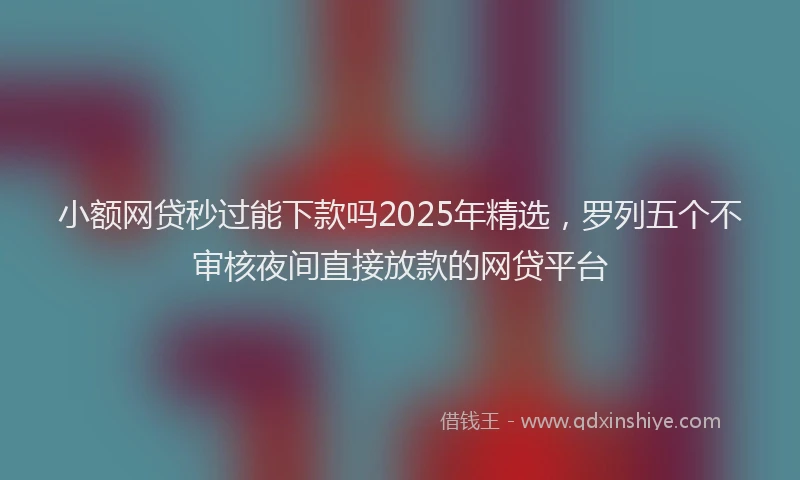 小额网贷秒过能下款吗2025年精选，罗列五个不审核夜间直接放款的网贷平台