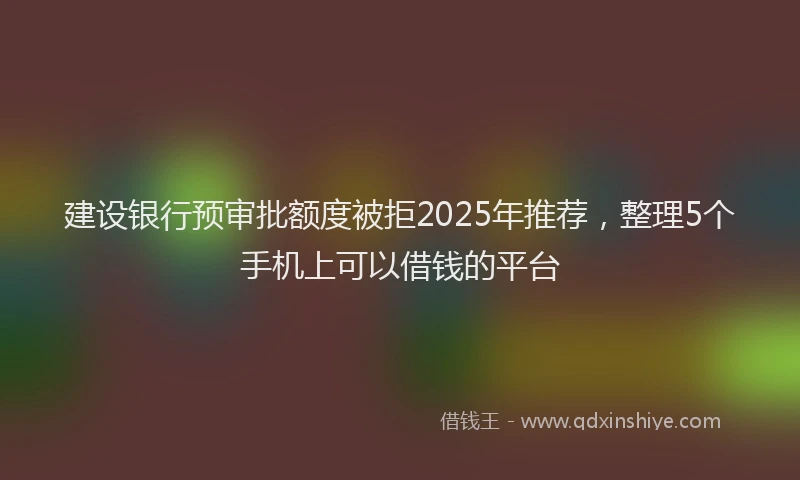 建设银行预审批额度被拒2025年推荐，整理5个手机上可以借钱的平台