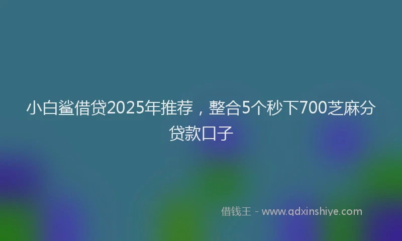 小白鲨借贷2025年推荐，整合5个秒下700芝麻分贷款口子