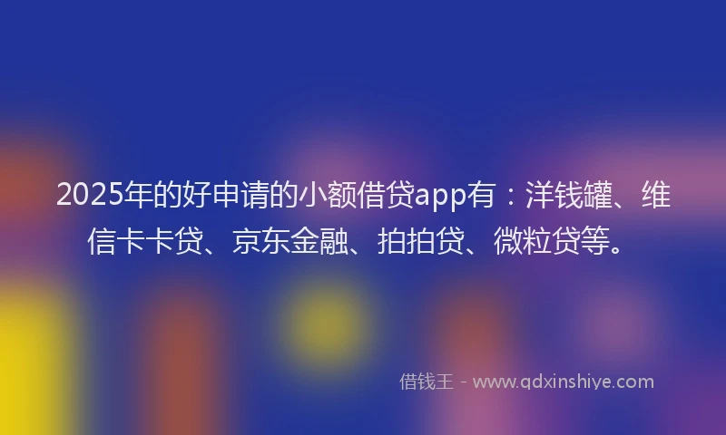 2025年的好申请的小额借贷app有：洋钱罐、维信卡卡贷、京东金融、拍拍贷、微粒贷等。