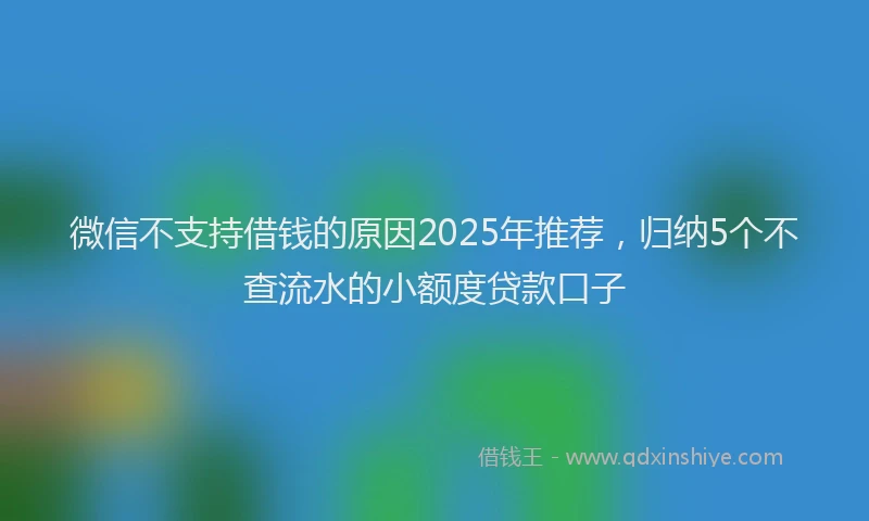 微信不支持借钱的原因2025年推荐，归纳5个不查流水的小额度贷款口子
