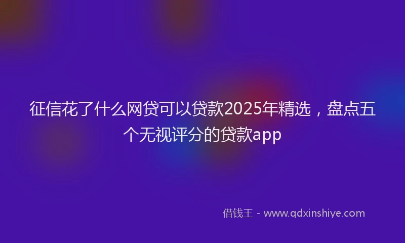 征信花了什么网贷可以贷款2025年精选，盘点五个无视评分的贷款app
