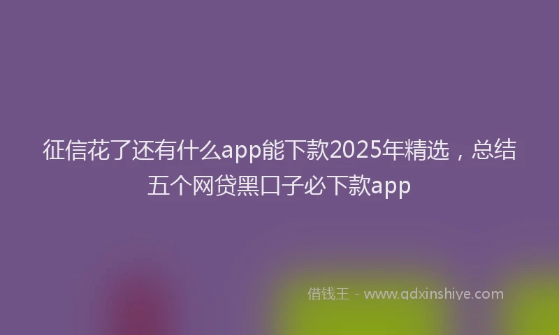 征信花了还有什么app能下款2025年精选，总结五个网贷黑口子必下款app