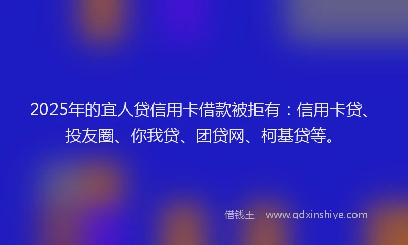 2025年的宜人贷信用卡借款被拒有：信用卡贷、投友圈、你我贷、团贷网、柯基贷等。