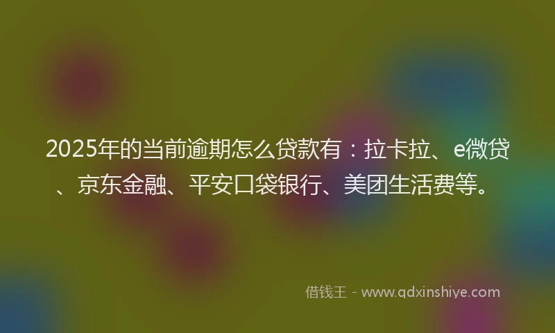 2025年的当前逾期怎么贷款有：拉卡拉、e微贷、京东金融、平安口袋银行、美团生活费等。