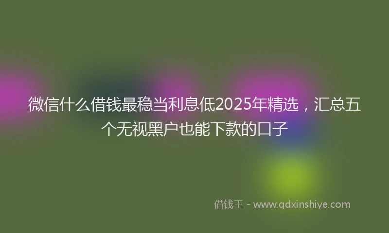 微信什么借钱最稳当利息低2025年精选，汇总五个无视黑户也能下款的口子