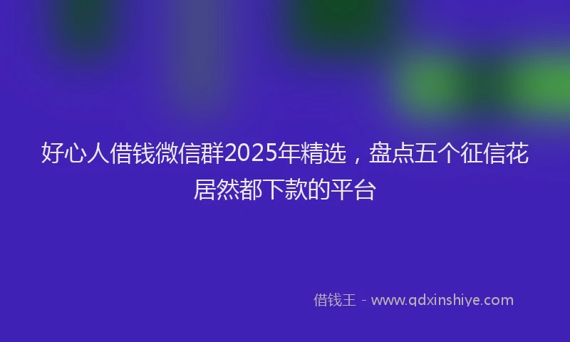 好心人借钱微信群2025年精选，盘点五个征信花居然都下款的平台