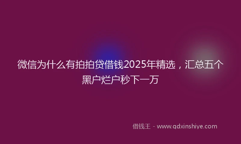微信为什么有拍拍贷借钱2025年精选，汇总五个黑户烂户秒下一万
