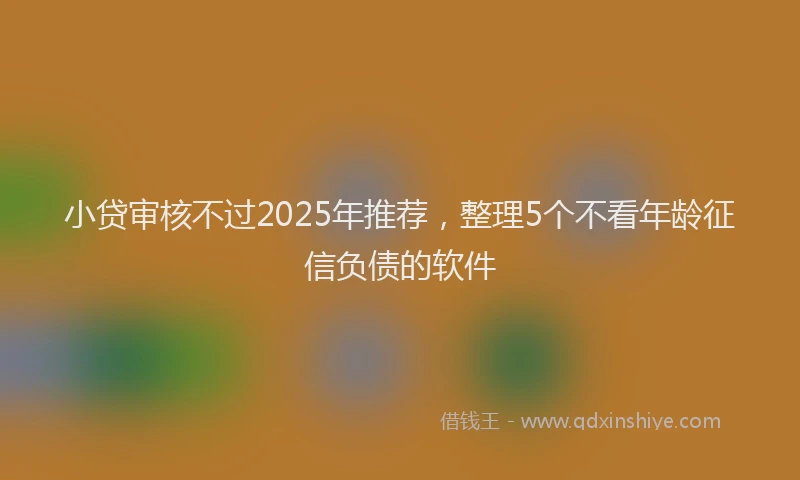 小贷审核不过2025年推荐，整理5个不看年龄征信负债的软件
