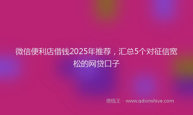 微信便利店借钱2025年推荐，汇总5个对征信宽松的网贷口子