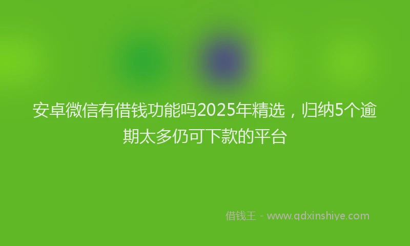 安卓微信有借钱功能吗2025年精选，归纳5个逾期太多仍可下款的平台
