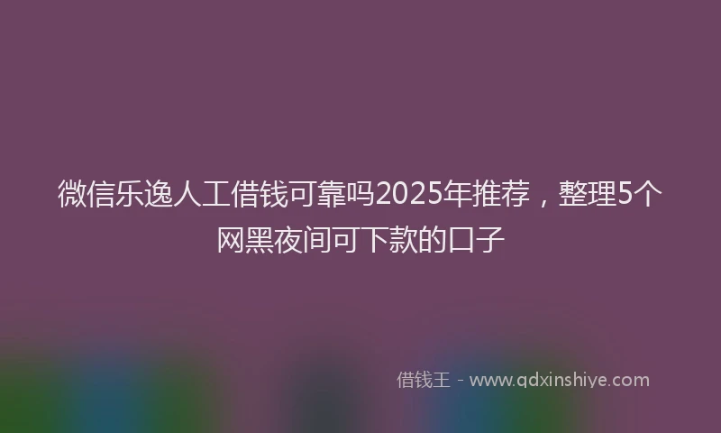 微信乐逸人工借钱可靠吗2025年推荐，整理5个网黑夜间可下款的口子