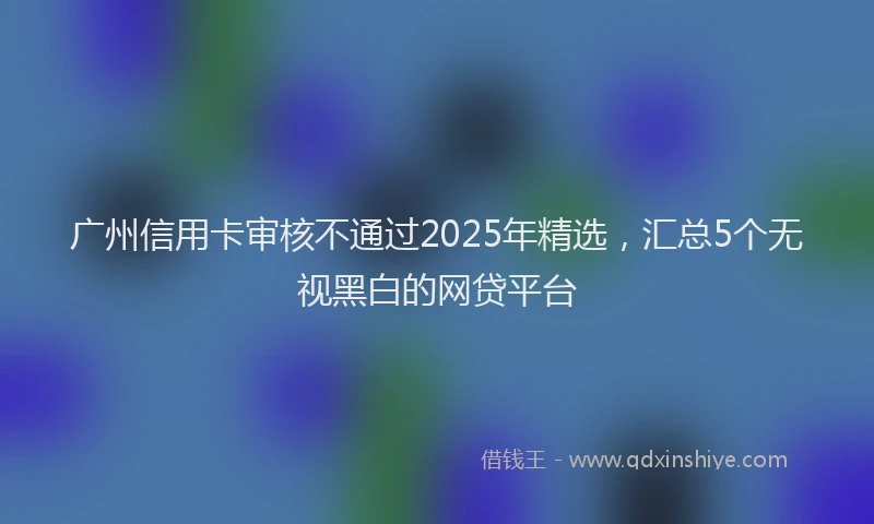 广州信用卡审核不通过2025年精选，汇总5个无视黑白的网贷平台