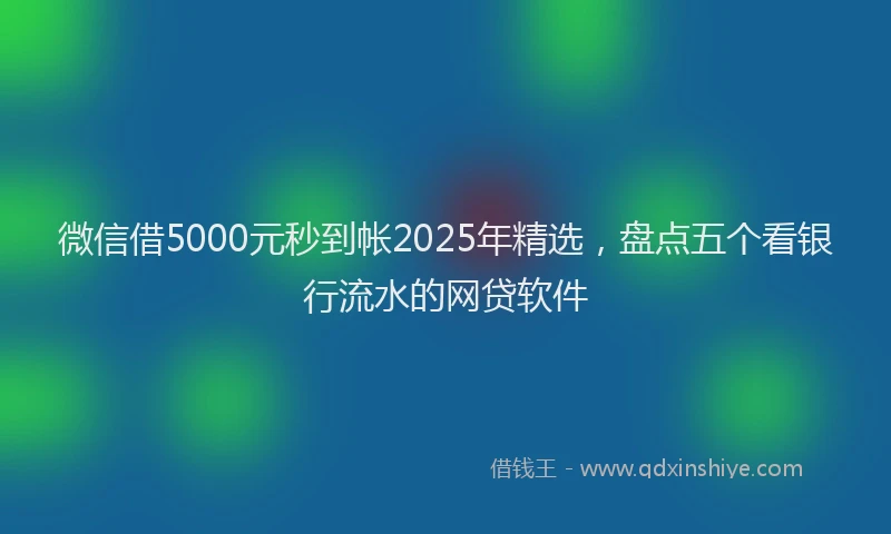 微信借5000元秒到帐2025年精选，盘点五个看银行流水的网贷软件