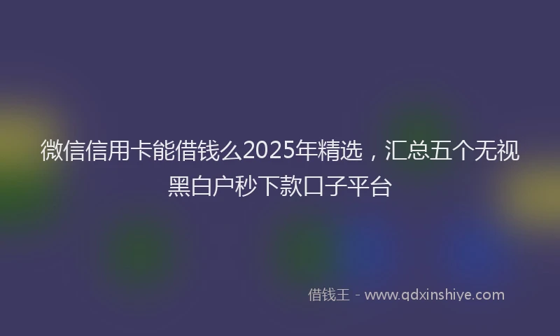 微信信用卡能借钱么2025年精选，汇总五个无视黑白户秒下款口子平台