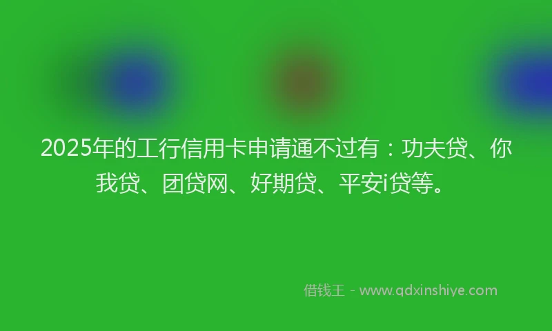2025年的工行信用卡申请通不过有：功夫贷、你我贷、团贷网、好期贷、平安i贷等。
