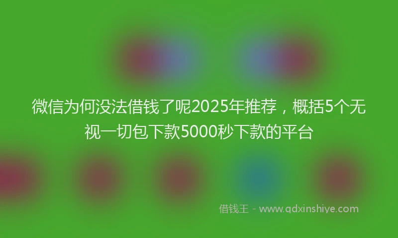 微信为何没法借钱了呢2025年推荐，概括5个无视一切包下款5000秒下款的平台