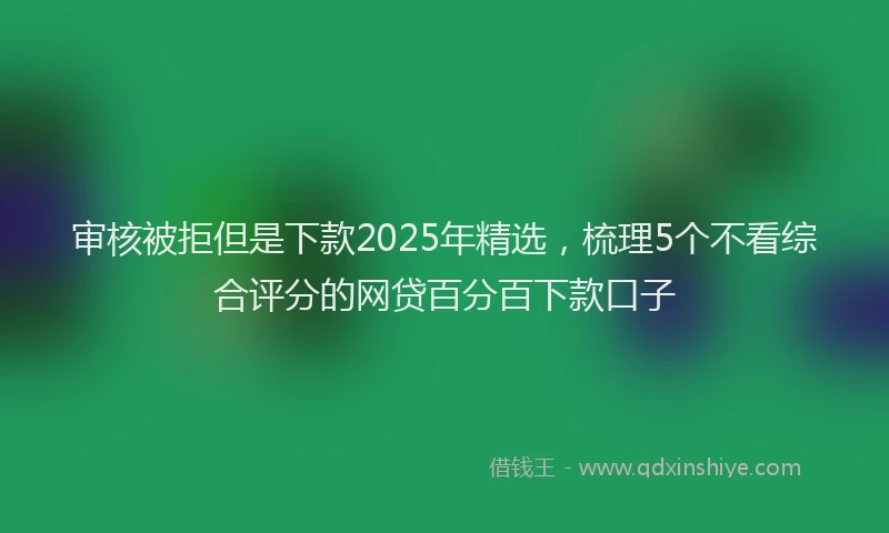 审核被拒但是下款2025年精选，梳理5个不看综合评分的网贷百分百下款口子