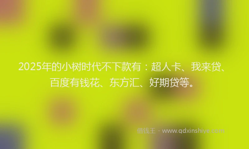 2025年的小树时代不下款有：超人卡、我来贷、百度有钱花、东方汇、好期贷等。