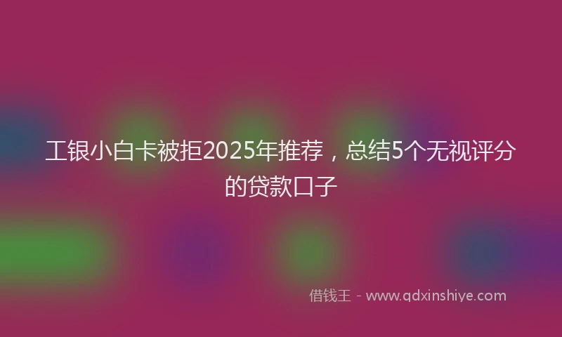 工银小白卡被拒2025年推荐，总结5个无视评分的贷款口子