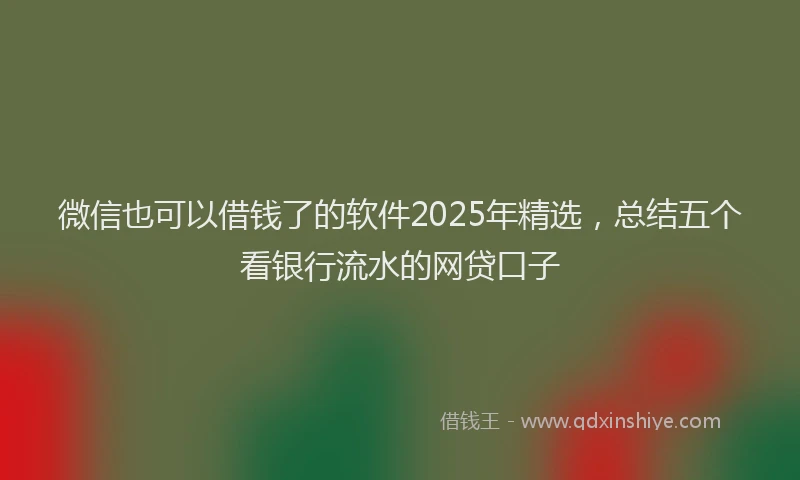微信也可以借钱了的软件2025年精选，总结五个看银行流水的网贷口子