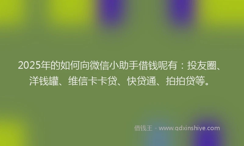 2025年的如何向微信小助手借钱呢有：投友圈、洋钱罐、维信卡卡贷、快贷通、拍拍贷等。
