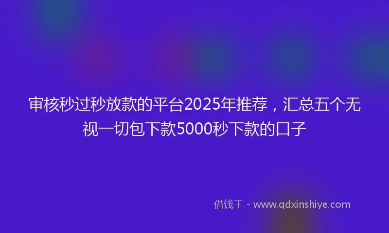 审核秒过秒放款的平台2025年推荐，汇总五个无视一切包下款5000秒下款的口子