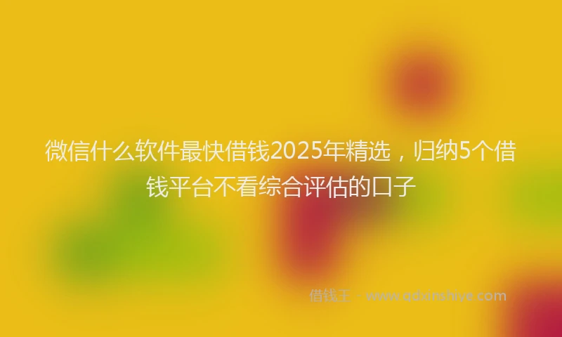 微信什么软件最快借钱2025年精选，归纳5个借钱平台不看综合评估的口子