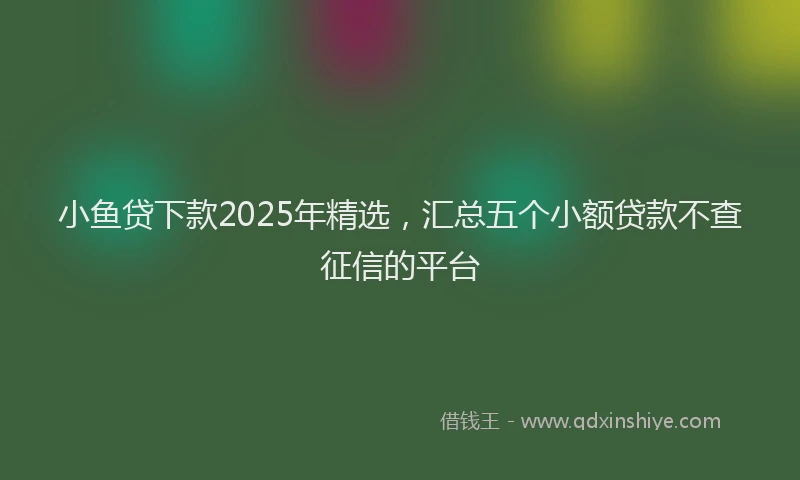 小鱼贷下款2025年精选，汇总五个小额贷款不查征信的平台