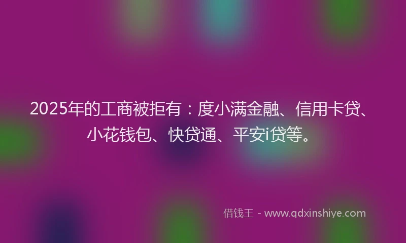 2025年的工商被拒有：度小满金融、信用卡贷、小花钱包、快贷通、平安i贷等。
